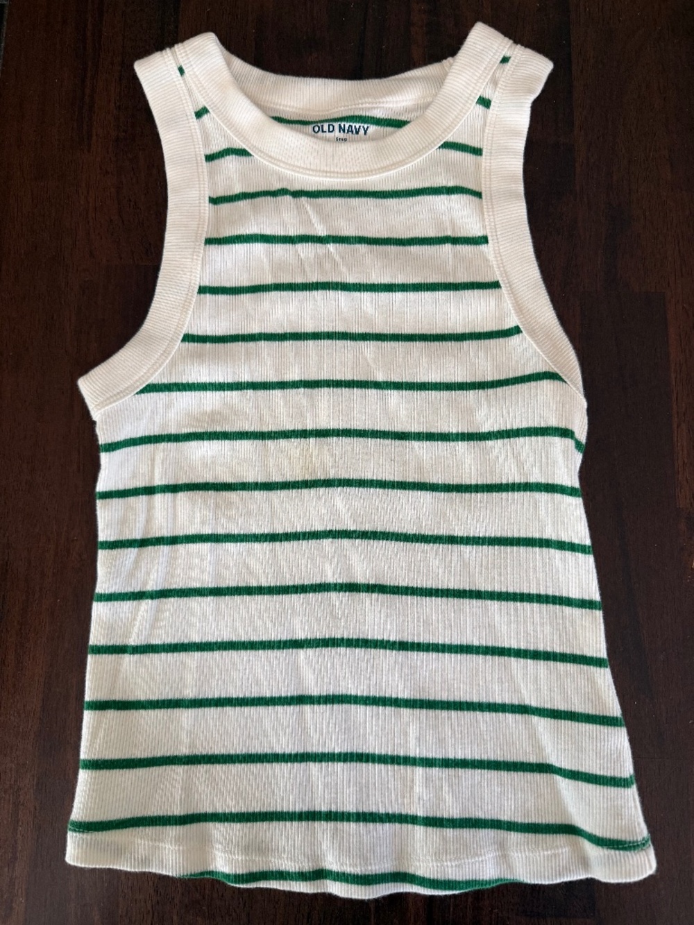 Old Navy cropped green and white striped tank top